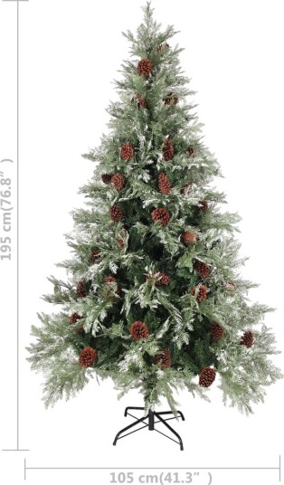 vidaXL Juletre med kongler grønn og hvit 195 cm PVC og PE vidaXL Juletre med kongler grønn og hvit 195 cm PVC og PE
