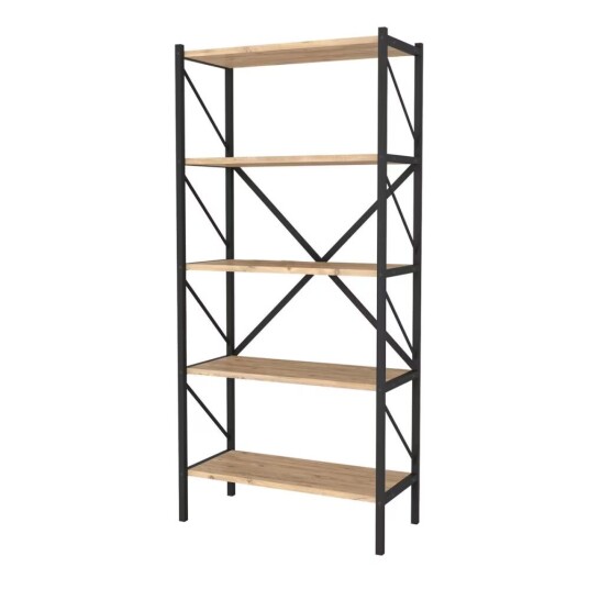 Bokhandler Alexandra House Living Svart Tammi Metall Tre MDP 66 x 160 x 34 cm 5 Hyller industrielt