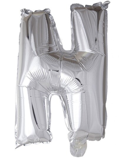 Bokstaven N   Sølvfarget JUMBO Folieballong 102 cm