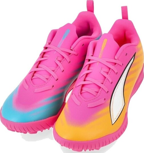 PUMA Ultra 6 Play TT Showtime   Poison Pink/PUMA White/Solstrøm/Bright Aqua/PUMA Svart Barn   Turf (TF) størrelse 38