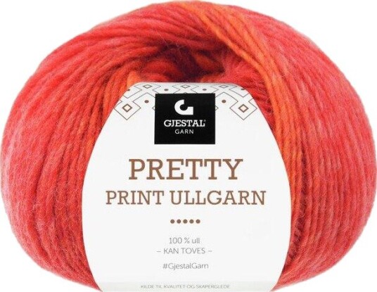 Gjestal Pretty Print Ullgarn 513 Korallfarget
