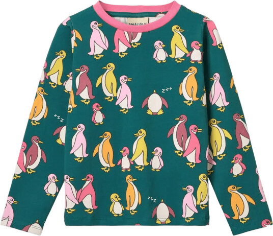 Småfolk Gala Long Sleeved Blouse With Penguins Blue 92 98