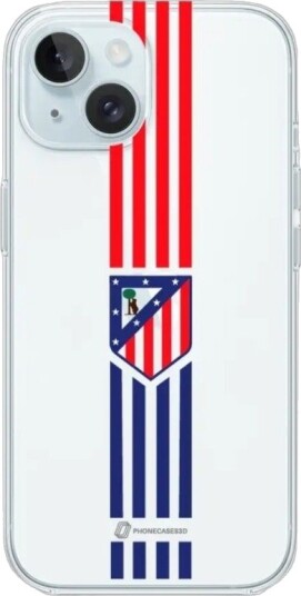 Phonecases3D iPhone 15 Atlético de Madrid Clear case -mobildeksel, hvit