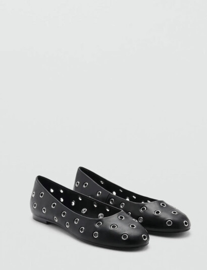 Mango Die-Cut Ballerinas - Black - 38 Mango Die-Cut Ballerinas - Black - 38