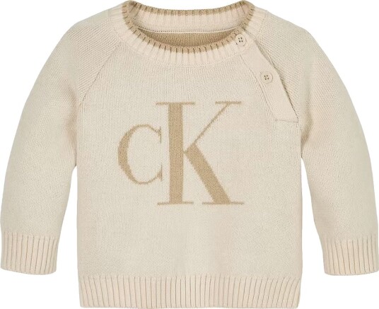 Calvin Klein Genser Strikk Floffy Logo Whitecap Grå Calvin Klein 2 år 92 Genser Beige