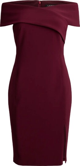Lauren Ralph Lauren Faille Off The Shoulder Cocktail Dress DARK GARNET 34