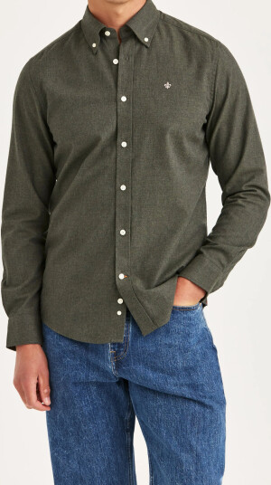 Morris Watts Flannel Shirt-Slim Fit - Khaki green - XS