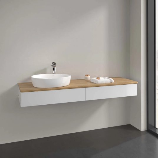 Villeroy & Boch Antao Servantskap med 2 skuffer 160x50x19 cm m/lys Hvit Blank/Eik