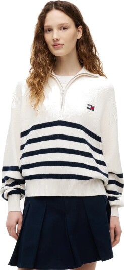 Tommy Jeans Tjw Quarter Zip Sweater   CreaM