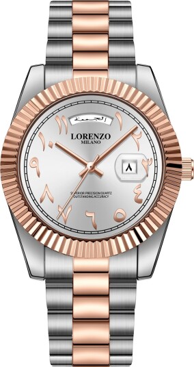 Lorenzo Day Date Arabic Silver Rose Gold Lorenzo Day Date Arabic Silver Rose Gold