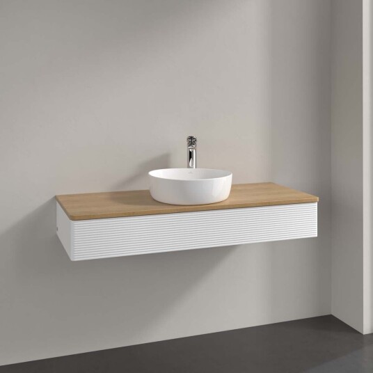 Villeroy & Boch Antao Servantskap med 1 skuff 120x50x19 cm m/lys Hvit Matt/Eik Villeroy & Boch Antao Servantskap med 1 skuff 120x50x19 cm m/lys Hvit Matt/Eik