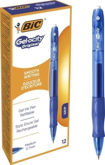 Gelpen Bic Gel-Ocity Original Medium Blå - Med Klikmekanisme - (12 Stk.)