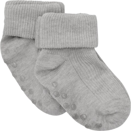 Minymo Light Grey Melange Baby Rib Sokker 2-Pakning 15-18