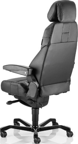 Kontorstol Kab Seating K4 Premium White Line Sort Skind Inkl. Armlæn Og Nakkestøtte