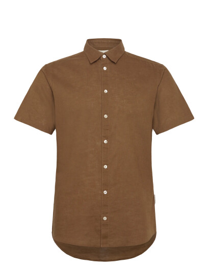 Casual Friday Cfaksel Ss Linen Mix Shirt - Brown - L