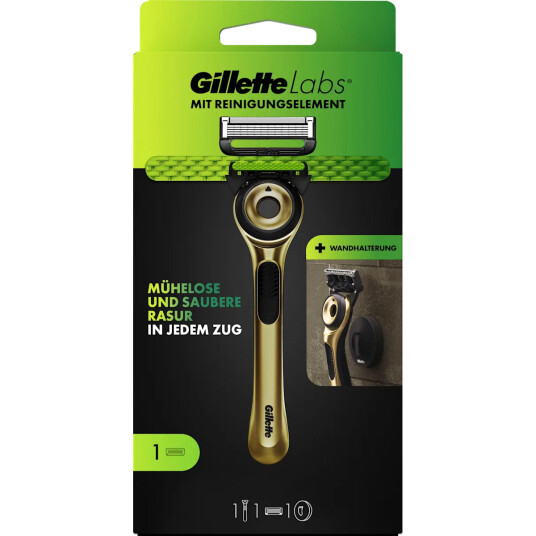 Gillette Labs Gold barberhøvel + veggholder