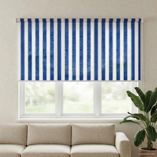 vidaXL Utendørs Rullegardin 90% UV-blokk Blå og hvit stripe HDPE