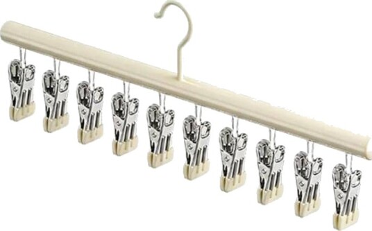 Kleshenger med 10 klesklyper / hvit tørkehenger / for tørking av sokker og småplagg Kleshenger med 10 klesklyper / hvit tørkehenger / for tørking av sokker og småplagg