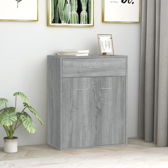vidaXL Skjenk grå sonoma 60x30x75 cm konstruert tre vidaXL Skjenk grå sonoma 60x30x75 cm konstruert tre