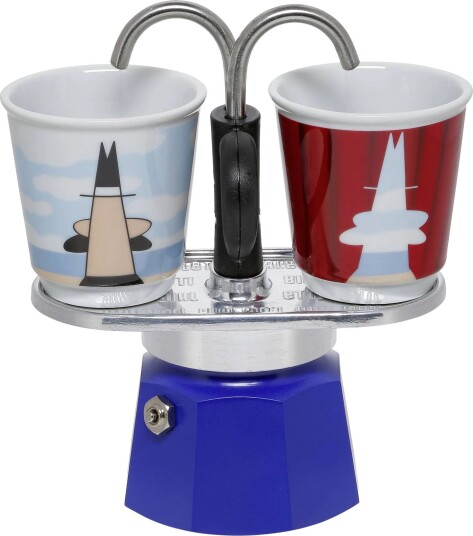 Bialetti Mini Express espressosett med 2 kopper Blå