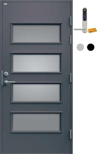Ytterdør Diplomat Ebba Sotet Glass med Yale Doorman Classic Home