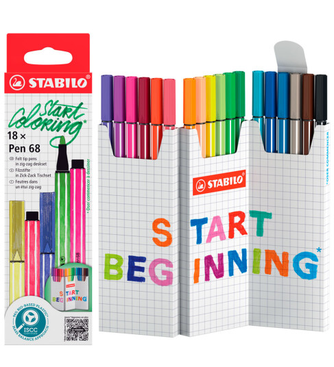 Pen 68 Zig Zag Skrivebordsett 18-pakning STABILO Pen 68 Zig Zag Skrivebordsett 18-pakning STABILO