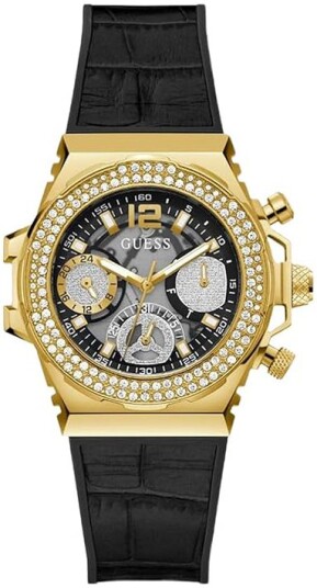 Guess Dameklokke GW0553L4 Fusion Sort/Gummi Ø36 mm