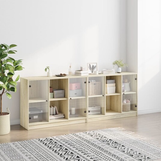  Bokhylle med dører sonoma eik 204x37x75 cm konstruert tre 8721012216235
