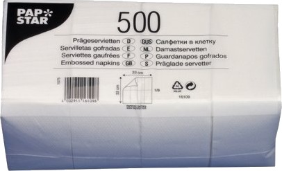 Papstar 16109 Hvit Tørkepapir Monokromatisk 17 G/M² 330 Mm 330 Mm
