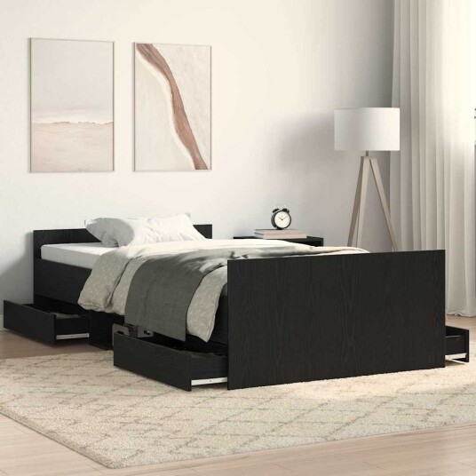 sengeramme uten madrass svart eik 100x200 cm konstruert tre sengeramme uten madrass svart eik 100x200 cm konstruert tre