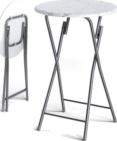 Sammenleggbart barbord – hvit marmorlook 130x60cm innendørs/utendørs Sammenleggbart barbord – hvit marmorlook 130x60cm innendørs/utendørs