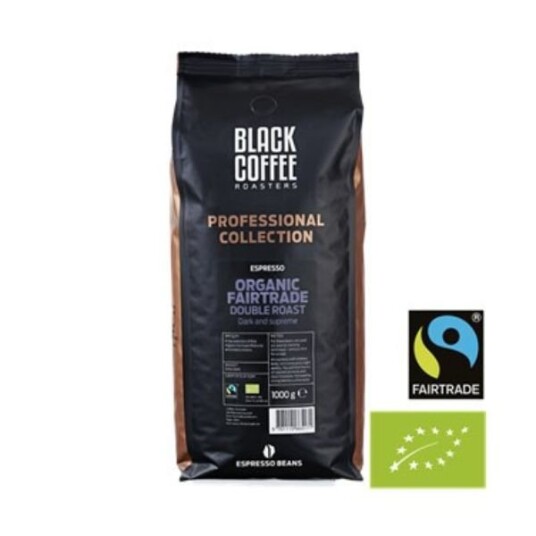 Black Coffee Roasters Pro Dobbelt Rist Fairtrade1kg Hele Bønner Øko