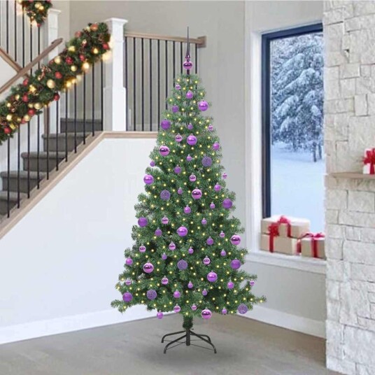  Juletre med 300 LED med stativ grønn 240 cm PVC