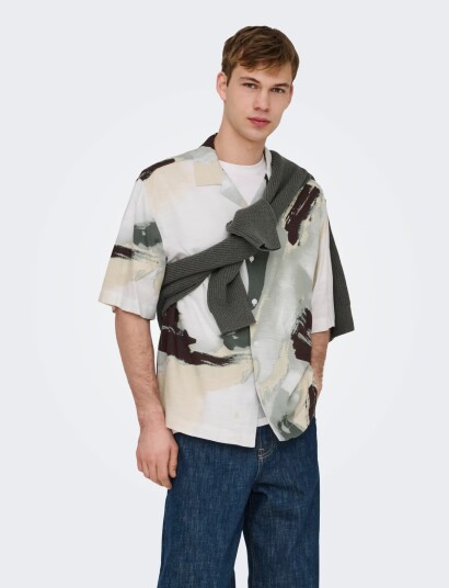 ONLY & SONS Onsharvi Rlx Resort Ss 041 Aop Shirt White XS