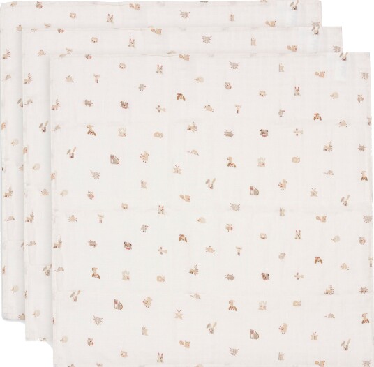 Jollein Musselinteppe 70x70 cm 3-Pakk Animal Friends