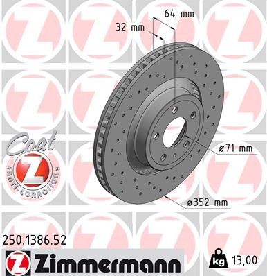 Bremseskive ZIMMERMANN 250.1386.52