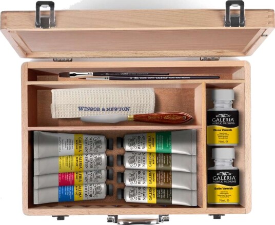 Winsor & Newton Galeria Acrylic Wooden Box 15 set