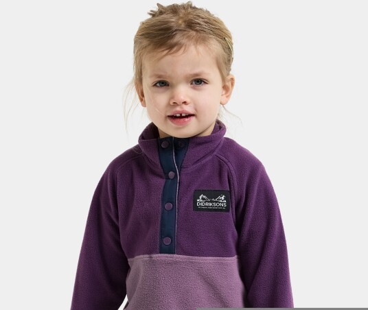 Didriksons Fleeceskjorte Monte Kids' Half Button Lilla