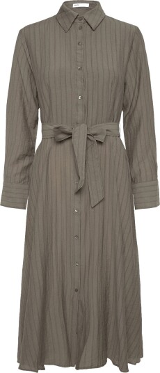 Mango Vestido Camisero Raya Diplomática BEIGE KHAKI S