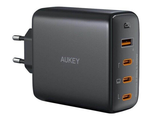 Aukey PA-B7S 1xUSB-A 3xUSB-C 100W GaN Power Charger (black)