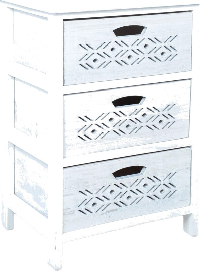 Kommode HOME4YOU Mihkli med 3 oppbevaringsenheter 40x29x58 cm Hvit Hvit