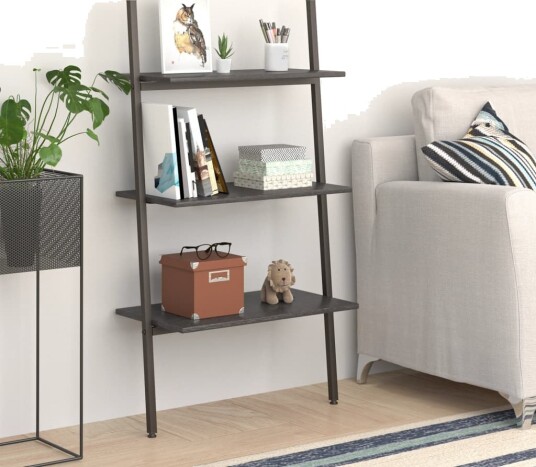 vidaXL Stigehylle 3 etasjer svart 64x34x116 cm