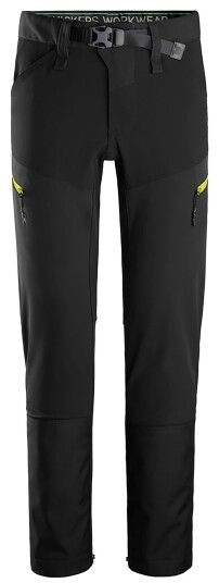 Snickers Workwear 6948-0467 FlexiWork Arbeidsbukse stretch. softshell, svart/gul 50, Klær
