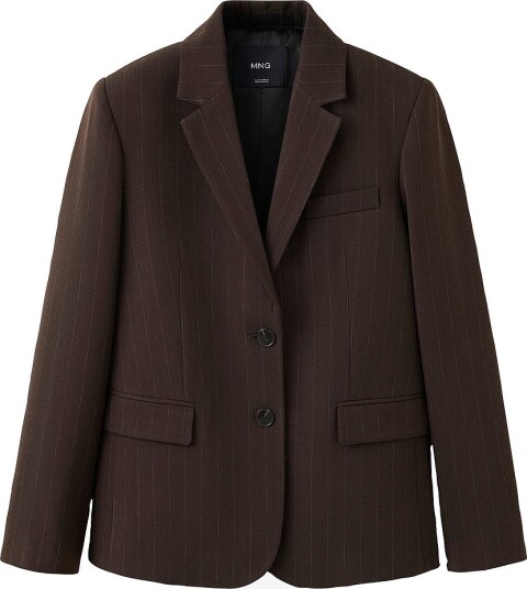 Mango Straight Fit Suit Blazer Brown S