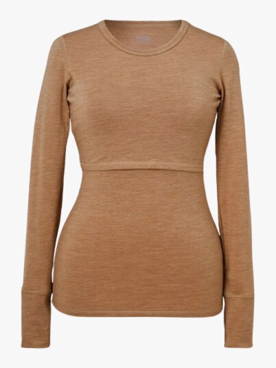 Boob Merino Wool Nursing Top, Long Sleeve - Brown - M