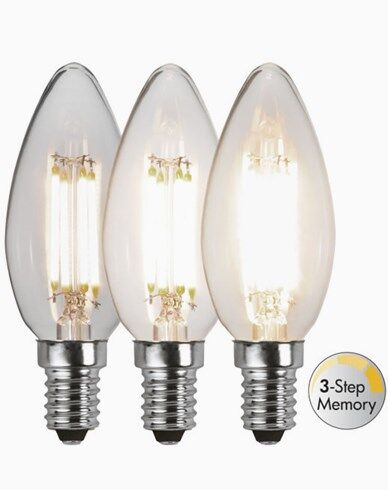 Star Trading LED-pære E27 C35 Clear 3-trinns minne