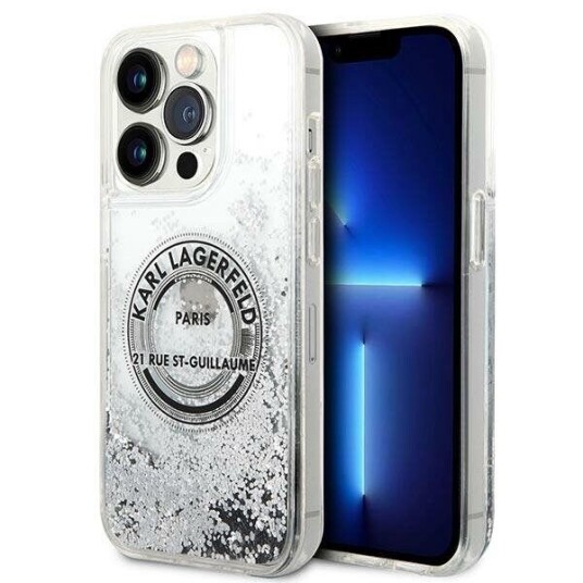 Karl Lagerfeld Hardcase Liquid Glitter til iPhone 14 Pro 6.1" Sølv/Sølv