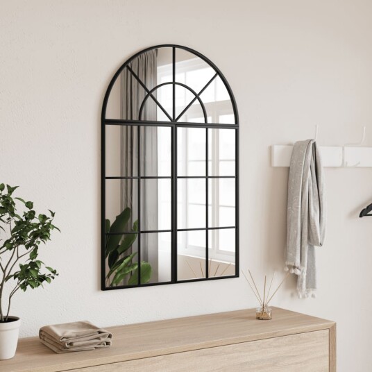 vidaXL Veggspeil svart 60x30 cm buet jern vidaXL Veggspeil svart 60x30 cm buet jern
