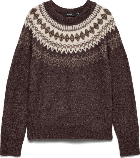 Vero Moda Simone Long Sleeve Nordic Pullover Brun M