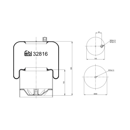 Luftbelg, fjæring FEBI BILSTEIN 32816 Luftbelg, fjæring FEBI BILSTEIN 32816